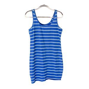Women's Mossimo Blue and Green Striped Tank T-shirt Dress L